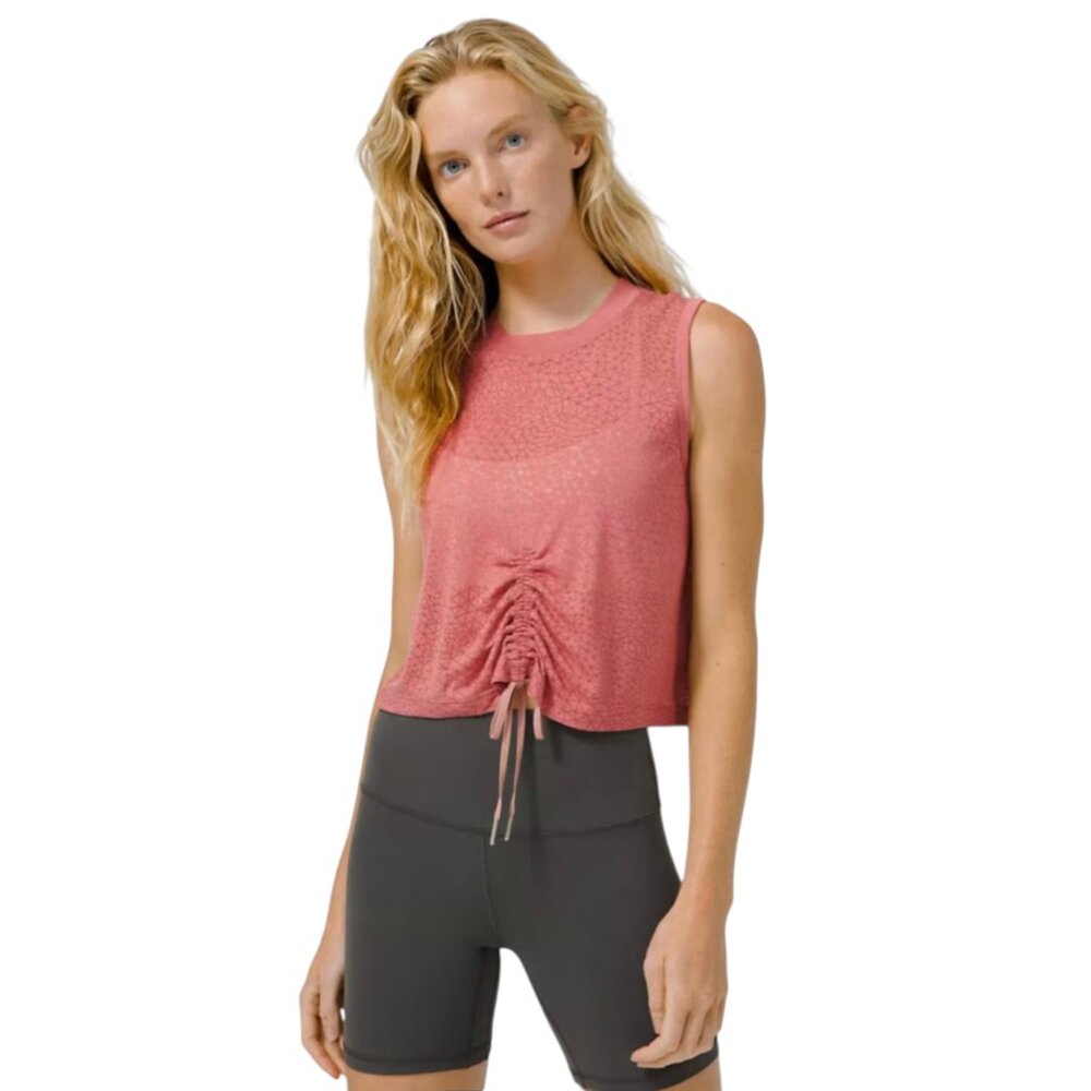 Lululemon Cinch Me Up Tank Top Shirt Womens 4 6 Small Pink Crew Neck Sleeveless